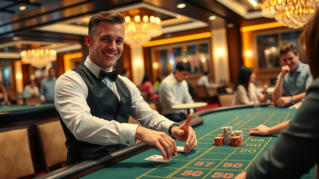 Professional casino dealer at Orange County casino rental event