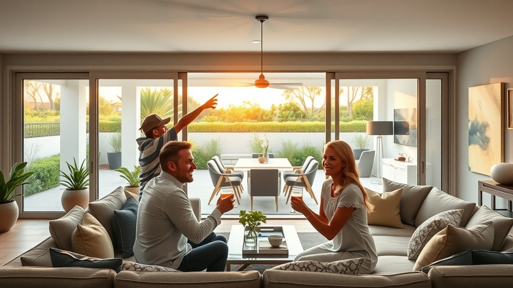 Orange County design trends, living room seamless indoor-outdoor transition, glass doors, elegant patio, Newport Beach
