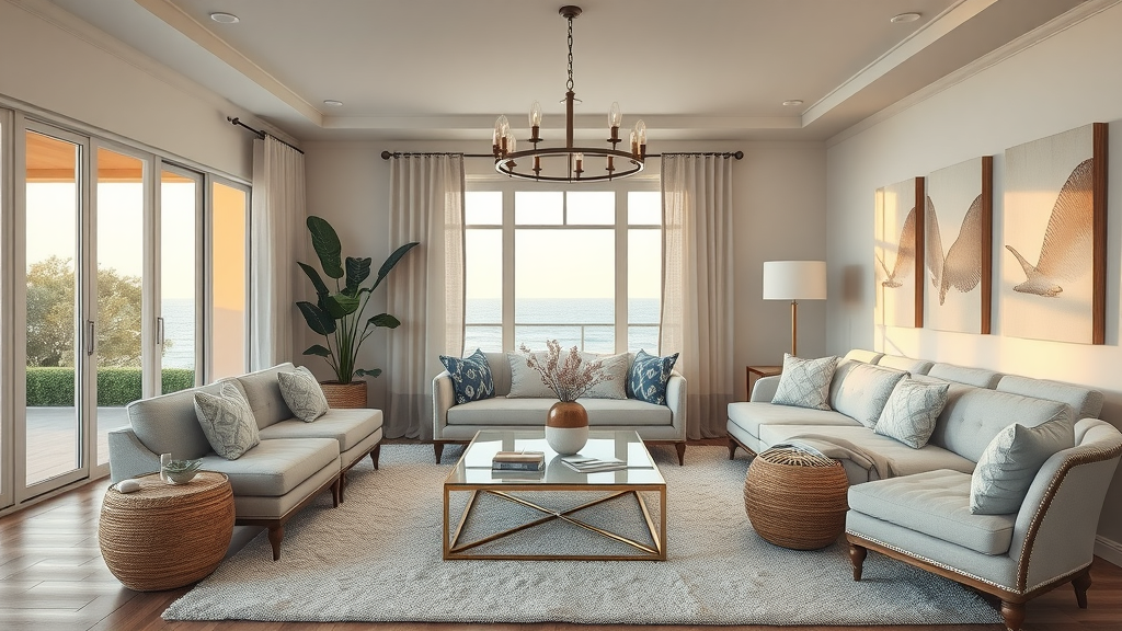 Elegant Orange County home interior with modern and coastal style, orange county home transformation