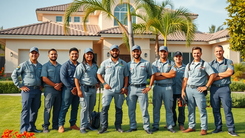 Top Orange County plumbing experts ready with tools outside local home.