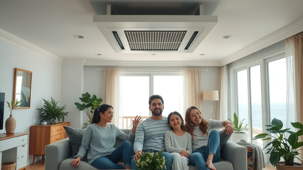 Family enjoying comfort from air conditioning contractor in Costa Mesa home.