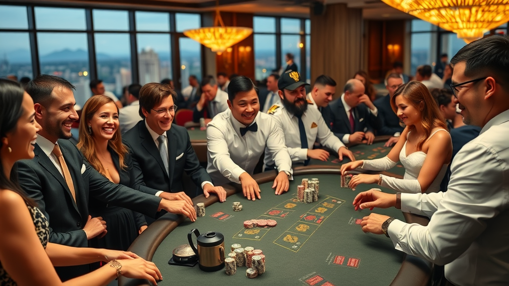 Guests enjoying casino equipment rentals in Orange County at lively event