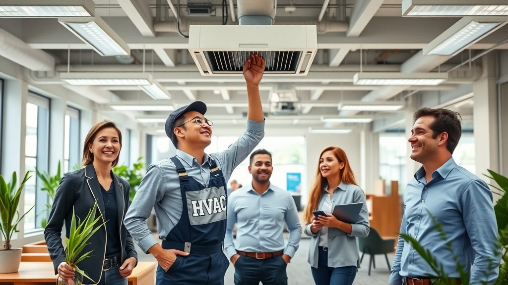 Office benefiting from prompt HVAC service in Costa Mesa by technician