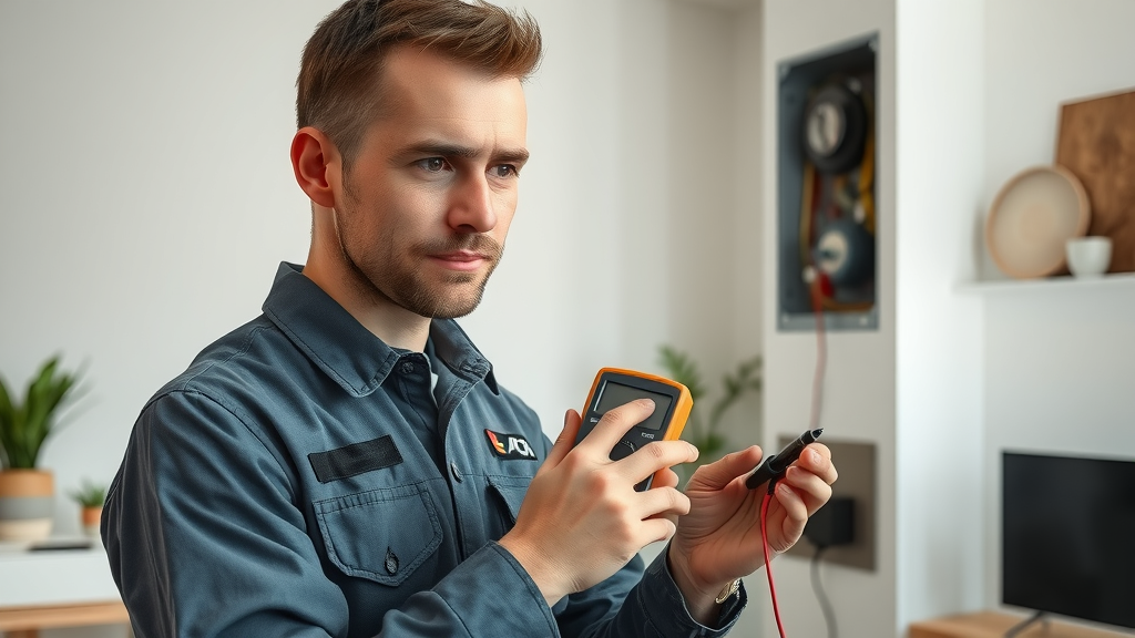 Experienced Irvine electrician checking residential electrical panel