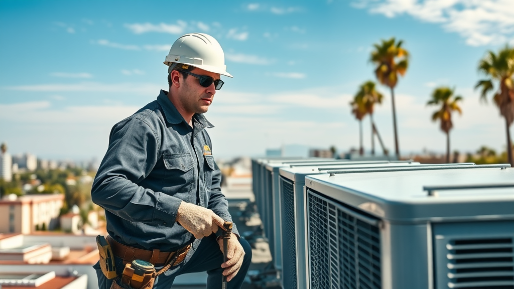 Costa Mesa air conditioning contractor servicing commercial rooftop AC units.