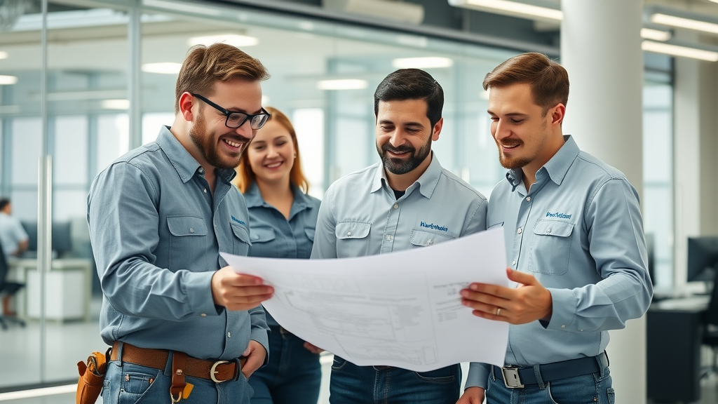 Irvine electricians collaborating on commercial electrical installation