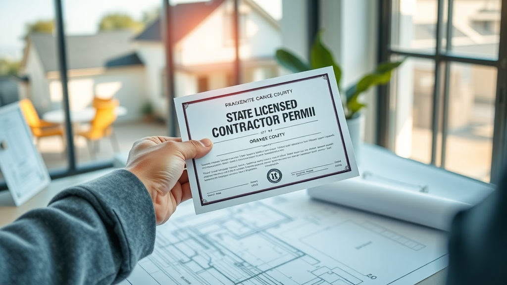 Homeowner verifying licensed roofing contractor credentials in Orange County