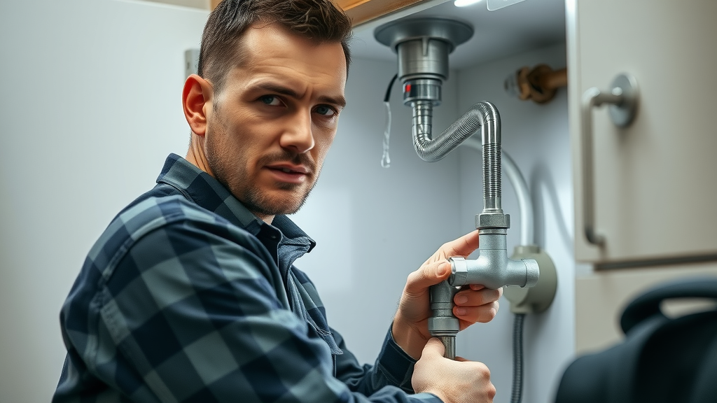 Emergency plumber repairing kitchen pipe in Orange County home