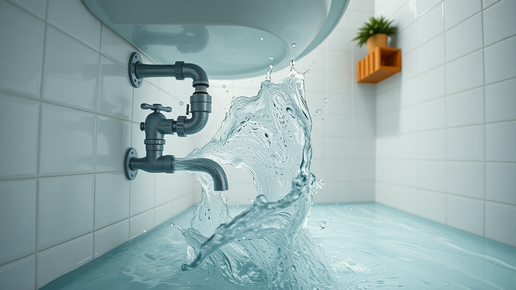Emergency plumber stops burst bathroom pipe in Orange County home.