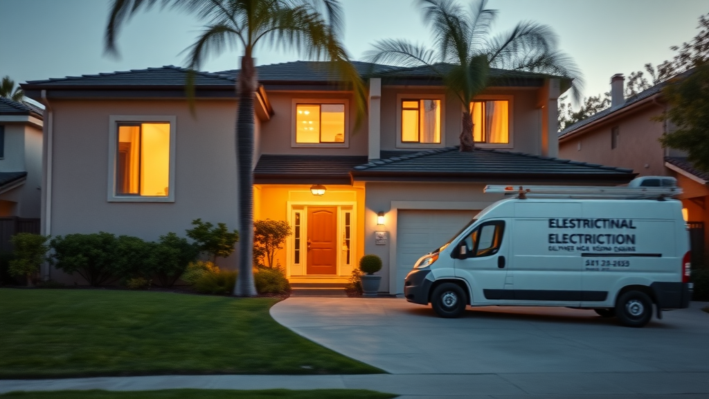 Safe Irvine home serviced by trusted electrical contractor at sunset