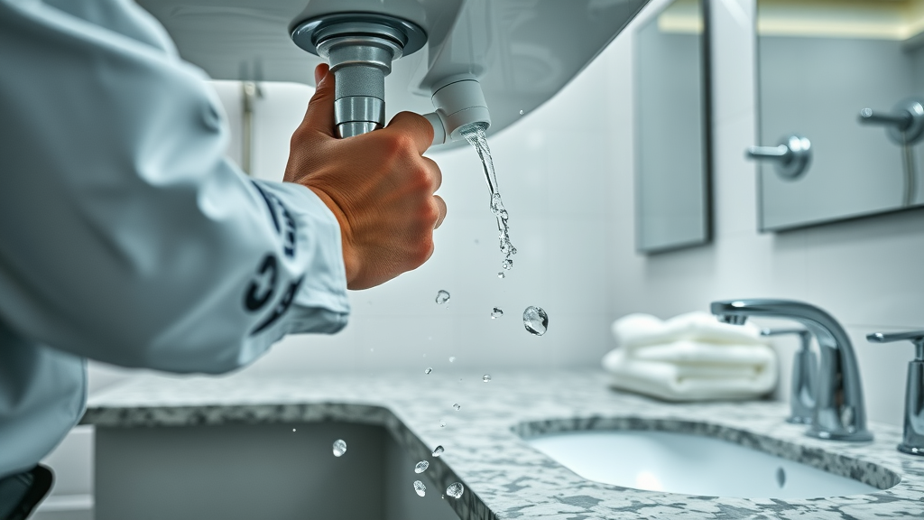 Expert plumber repairs bathroom sink for Torrance plumbing trust
