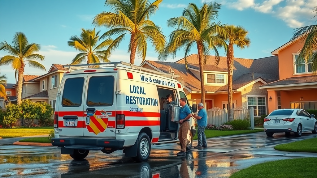 Best restoration company team responding to flooded home in a friendly neighborhood