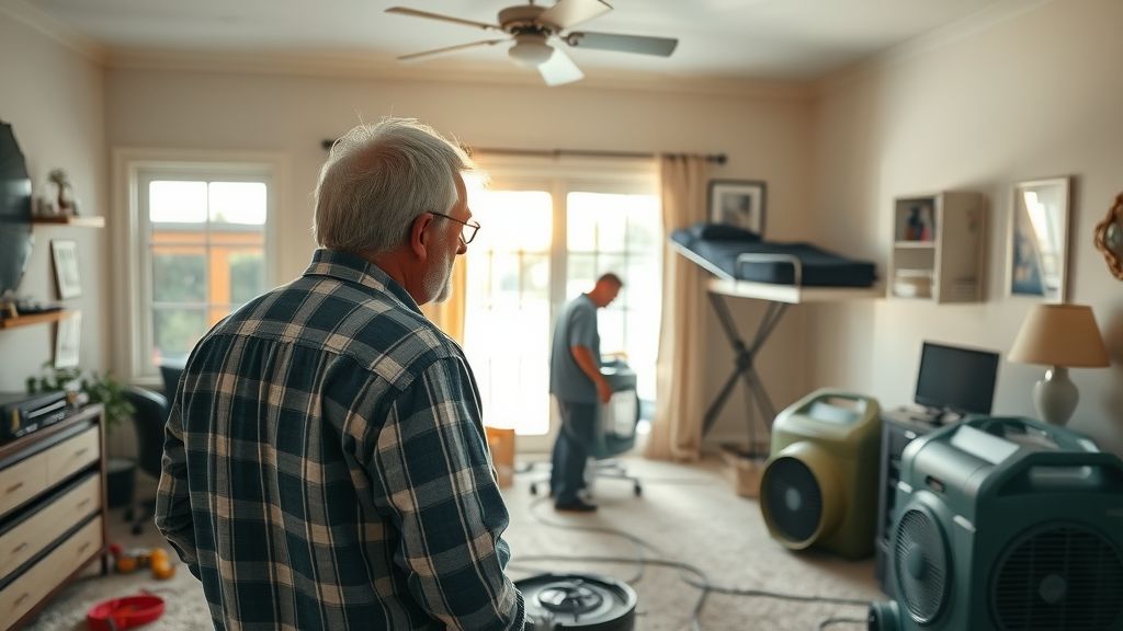 San Clemente water damage restoration crew dries office using professional equipment