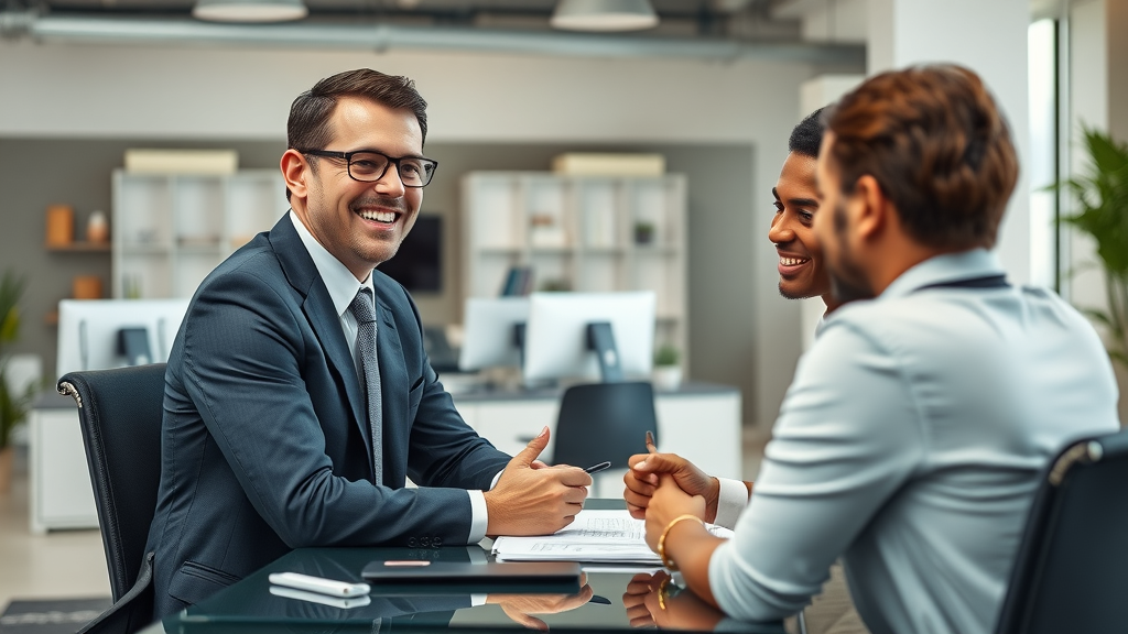 CPA advisor at Bharmal & Associates consulting client in modern office