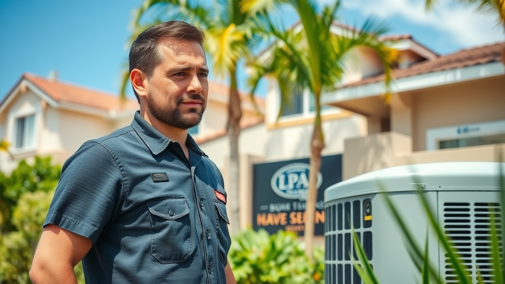 Trusted HVAC expert inspecting AC unit at a Huntington Beach home
