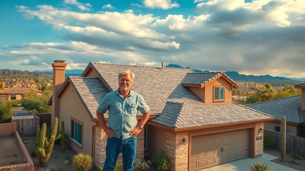 Mesa home with new shingle roof after expert replacement in Arizona sunlight