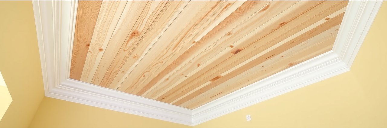 Trusted handyman in Sperry OK finished wood plank ceiling with crown molding