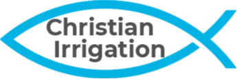 Business card for irrigation services Tulsa OK with Christian fish logo and phone number