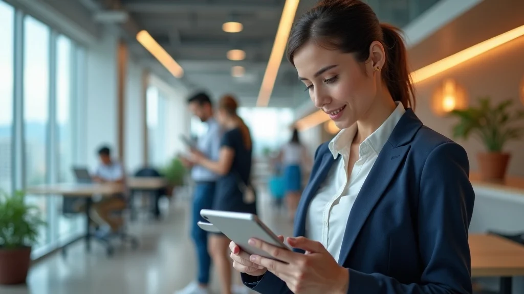 Professional supervisor inspects a commercial cleaning job for accountability in a modern Brevard County business lounge.