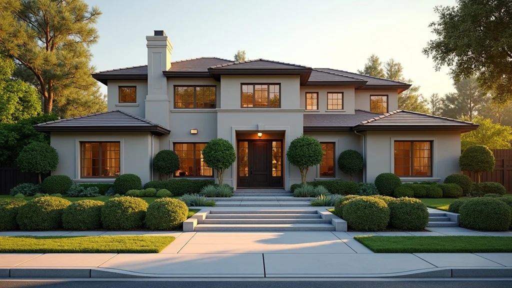 Luxurious Orange County home exterior illustrates high net worth real estate inheritance managed by the best Irvine CPA for building family wealth, tranquil upscale Irvine neighborhood at sunset.